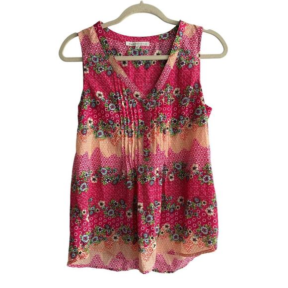Daniel Rainn Women’s Sleeveless V Neck Floral Top size Small - Picture 1 of 5